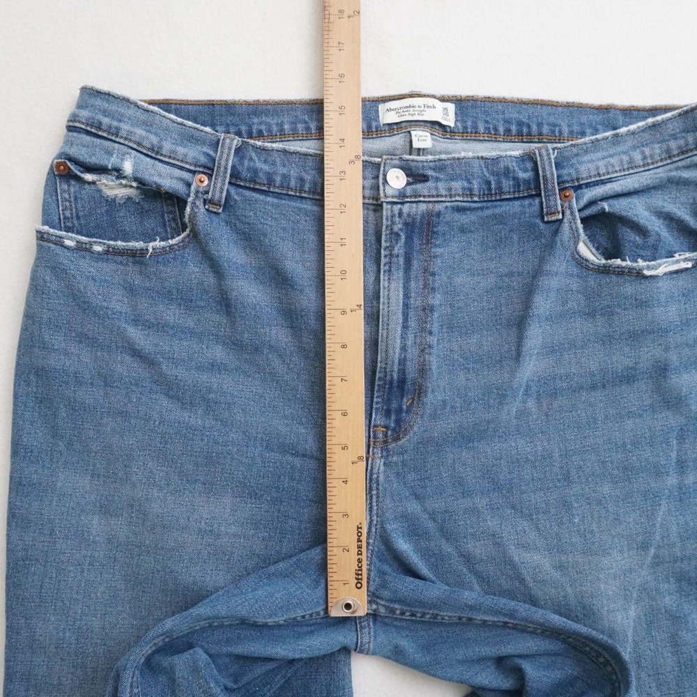 Abercrombie & Fitch Jeans Ankle Straight Ultra High Rise Distressed 35 / 20 Long - Picture 7 of 10